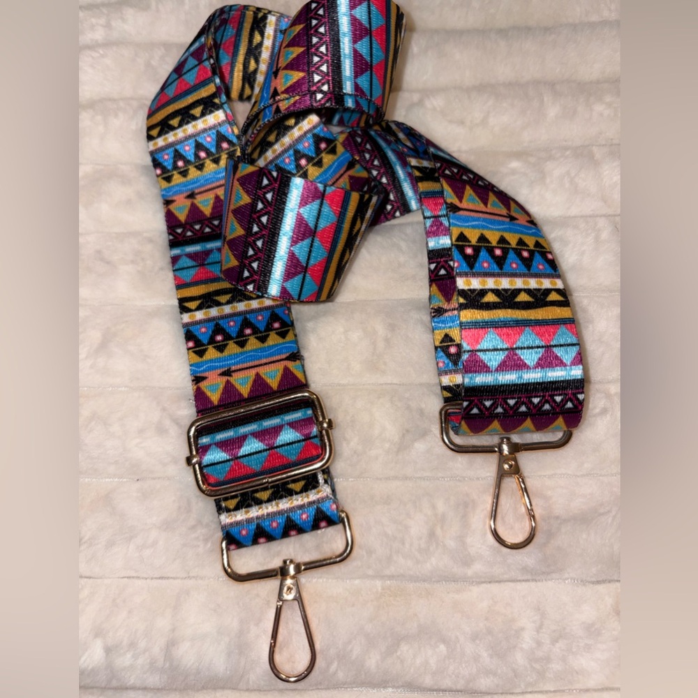 Guitar Handbag Colorful Geometric Patterned Strap